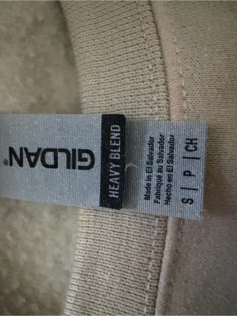Gildan Cream Crewneck Sweatshirt with Small Black Text Graphic - Picture 3 of 3
